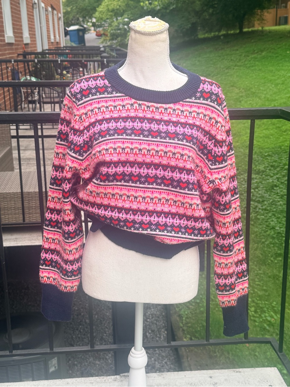 J.Crew Shrunken Fair Isle Crewneck Sweater Size Large